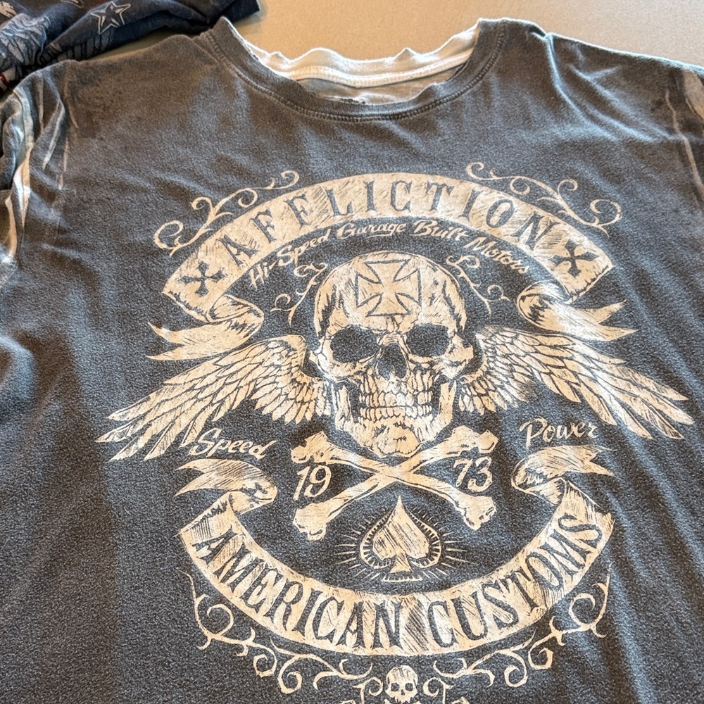 Affliction Charcoal Skull Graphic short sleeve